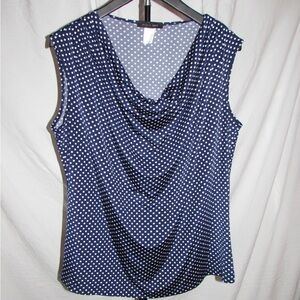 Navy Polka Dot Sleeveless Top